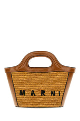 Two-tone raffia and leather micro Tropicalia handbag -  | Wise