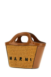 Two-tone raffia and leather micro Tropicalia handbag -  | Wise