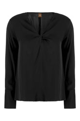 Blusa in seta stretch nera -  | Wise