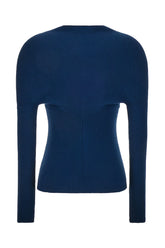 Cardigan in misto lana stretch petrolio -  | Wise