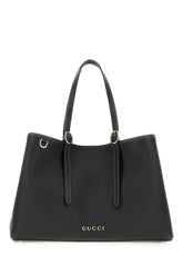 Black leather GG Emblem shopping bag -  | Wise