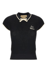 Maglione smanicato in misto cotone nero -  | Wise