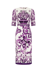 Abito midi in seta stretch stampata -  | Wise