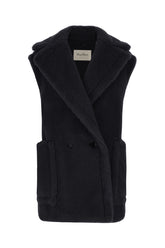 Cappotto smanicato in misto alpaca nero -  | Wise