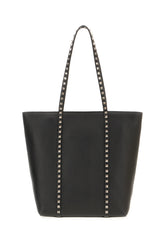 Black leather Rockstud shopping bag -  | Wise