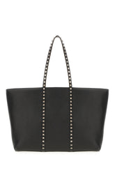 Black leather Rockstud shopping bag -  | Wise