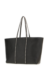 Black leather Rockstud shopping bag -  | Wise