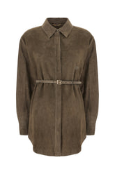 Camicia in pelle scamosciata grigio scuro -  | Wise