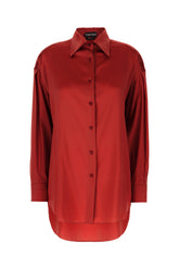 Red stretch silk stretch shirt -  | Wise