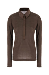 Chocolate silk polo shirt -  | Wise