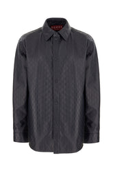 Midnight blue leather shirt -  | Wise