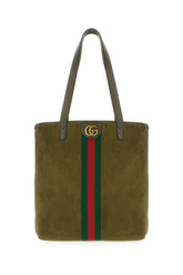 Borsa shopping in pelle scamosciata verde oliva -  | Wise