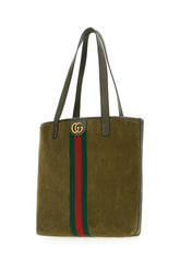 Borsa shopping in pelle scamosciata verde oliva -  | Wise