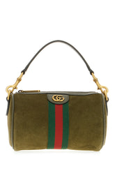 Borsa a mano in pelle scamosciata verde oliva -  | Wise