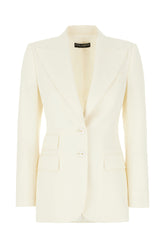 Giacca in lana stretch avorio -  | Wise