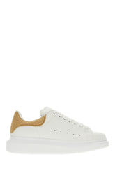 Sneakers in pelle bianca con tallone in tessuto beige -  | Wise