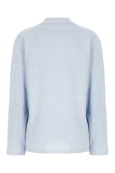 Melange light blue cotton and silk polo shirt -  | Wise