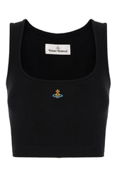 Top crop in cotone stretch nero -  | Wise