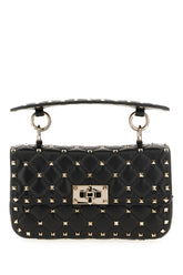 Black nappa leather small Rockstud Spike handbag -  | Wise