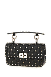 Black nappa leather small Rockstud Spike handbag -  | Wise