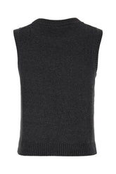 Maglione smanicato in misto lana nera -  | Wise