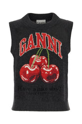 Maglione smanicato in misto lana nera -  | Wise