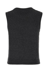 Maglione smanicato in misto lana nera -  | Wise