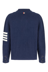 Cardigan in misto lino stretch blu -  | Wise