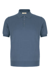 Polo in misto seta blu -  | Wise