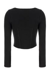 Black stretch wool blend top -  | Wise