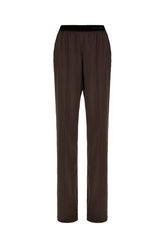 Pantalone in seta stretch cioccolato -  | Wise