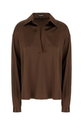 Chocolate satin blouse -  | Wise