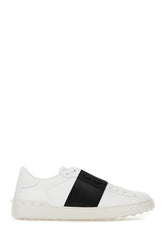 White leather Open sneakers with black band -  | Wise