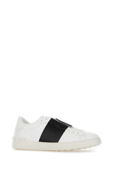White leather Open sneakers with black band -  | Wise