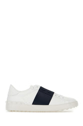White leather Open sneakers with blue navy band -  | Wise