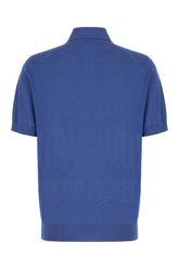 Polo in misto seta blu -  | Wise