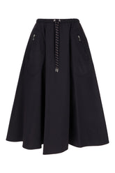 Gonna midi in misto cotone blu notte -  | Wise