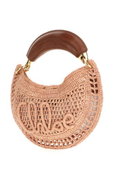 Borsa a mano Summer Banana mini in rafia rosa -  | Wise