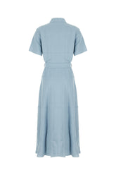 Powder blue viscose blend shirt dress -  | Wise