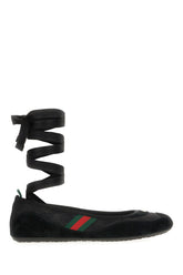 Ballerine nere in pelle scamosciata e tessuto -  | Wise