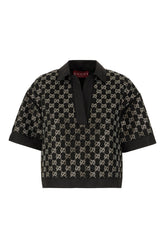 Top in tweed di lana lamè nero -  | Wise