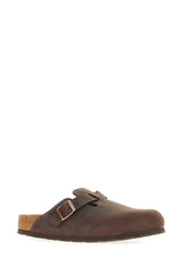 Chocolate leather Boston slippers -  | Wise