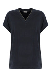 Navy blue stretch cotton t-shirt -  | Wise