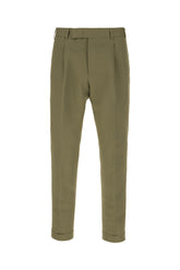 Olive green cotton blend pants -  | Wise