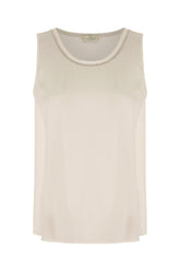 Light grey stretch silk top -  | Wise