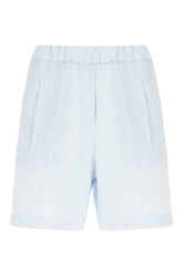 Light blue cotton blend shorts -  | Wise