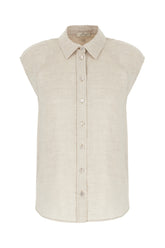 Camicia smanicata in misto lino sabbia -  | Wise
