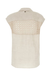 Camicia smanicata in misto lino sabbia -  | Wise