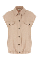 Gilet in misto lino cappuccino -  | Wise