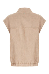 Gilet in misto lino cappuccino -  | Wise